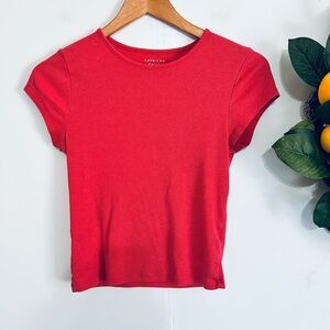 American Eagle ribbed baby tee in red M